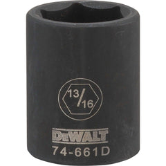 Impact Socket: 1/2" Drive, 13/16" Socket, Hex Drive