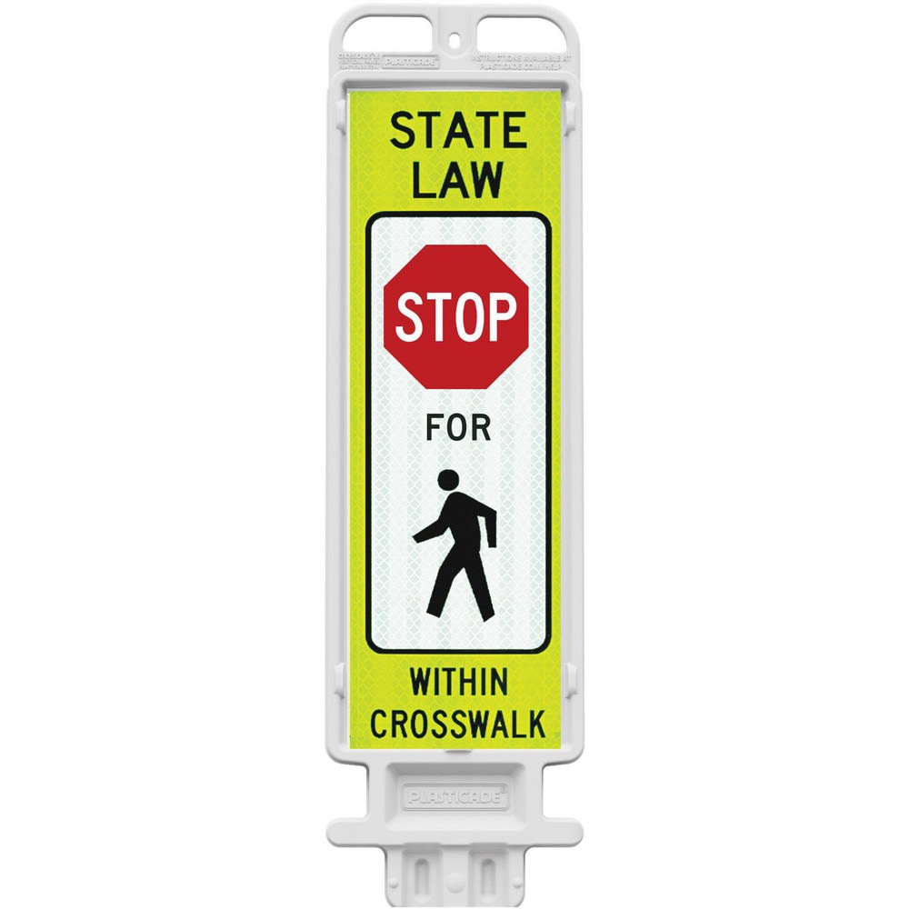 Pedestrian Crossing Sign:  A-Frame, STOP, " STATE LAW STOP FOR PEDESTRIAN WITHIN CROSSWALK"