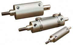 Single Acting Rodless Air Cylinder: 2-1/4" Bore, 2" Stroke, 150 psi Max, 1/8-27 NPT Port, Side Leg - Horizontal Mount