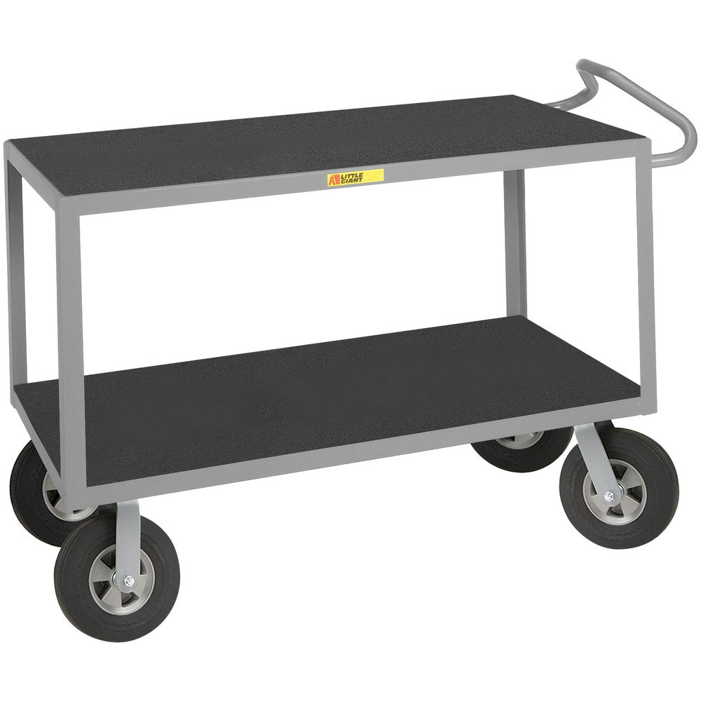 Ergonomic Handle Instrument Utility Cart: 42" Long, 24" Wide, Steel, 1200 lb Capacity, Gray