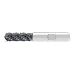 Ball End Mill: 16.00 mm Dia, 32.00 mm LOC, 4 Flute, Solid Carbide