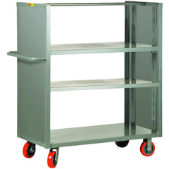 2-Sided Adjustable Shelf Utility Cart: 65-1/2" Long, 24" Wide, Steel, 3600 lb Capacity, Gray