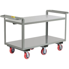 Double Handled Heavy-Duty Shelf Utility Cart: 59" Long, 24" Wide, Steel, 3600 lb Capacity, Gray