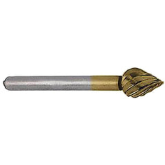 Abrasive Bur: 1/4" Cut Dia, Flame, Single Cut