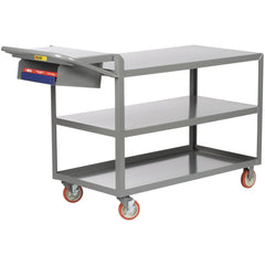 Order Picking Utility Cart: 48" Long, 18" Wide, Steel, 1200 lb Capacity, Gray