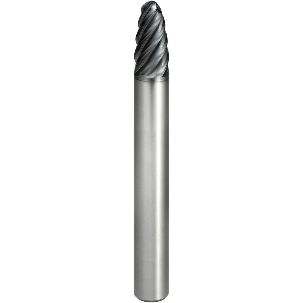 Barrel Cutter End Mills; End Type: Circle Segment Oval Form; Material: Carbide; Taper Angle Per Side: 75.00; Small End Diameter (mm): 8.00; Shank Diameter (mm): 8.0000; Length of Cut (mm): 21.0000; Helix Angle: 40.00