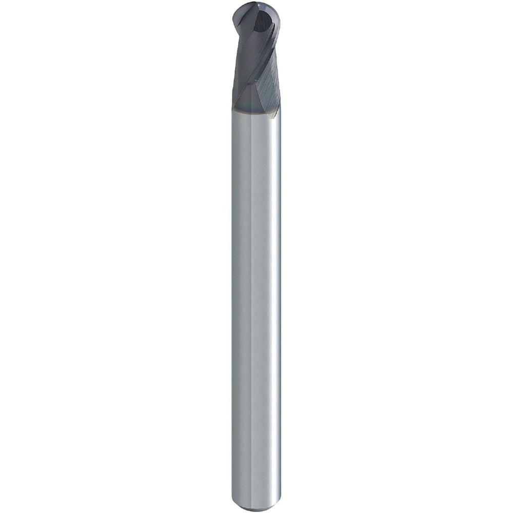 Ball End Mill: 0.30 mm Dia, 0.50 mm LOC, 2 Flute, Solid Carbide