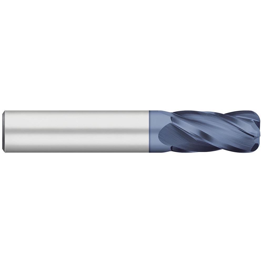 Corner Radius End Mill: 1/4" Dia, 1/2" LOC, 0.50 mm Radius, 4 Flute, Solid Carbide