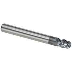 Ball End Mill: 12.00 mm Dia, 18.00 mm LOC, 4 Flute, Solid Carbide