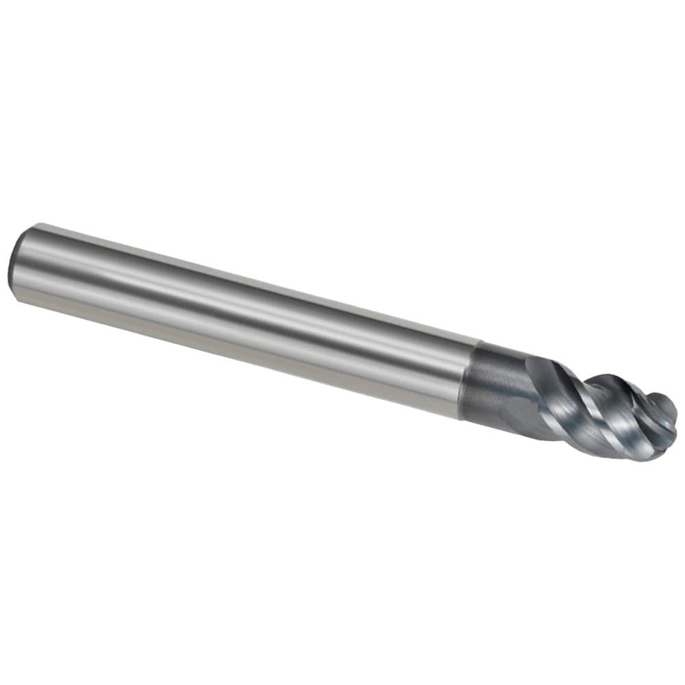 Ball End Mill: 8.00 mm Dia, 12.00 mm LOC, 4 Flute, Solid Carbide