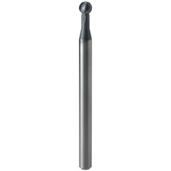 Ball End Mill: 1.00 mm Dia, 0.88 mm LOC, 4 Flute, Solid Carbide