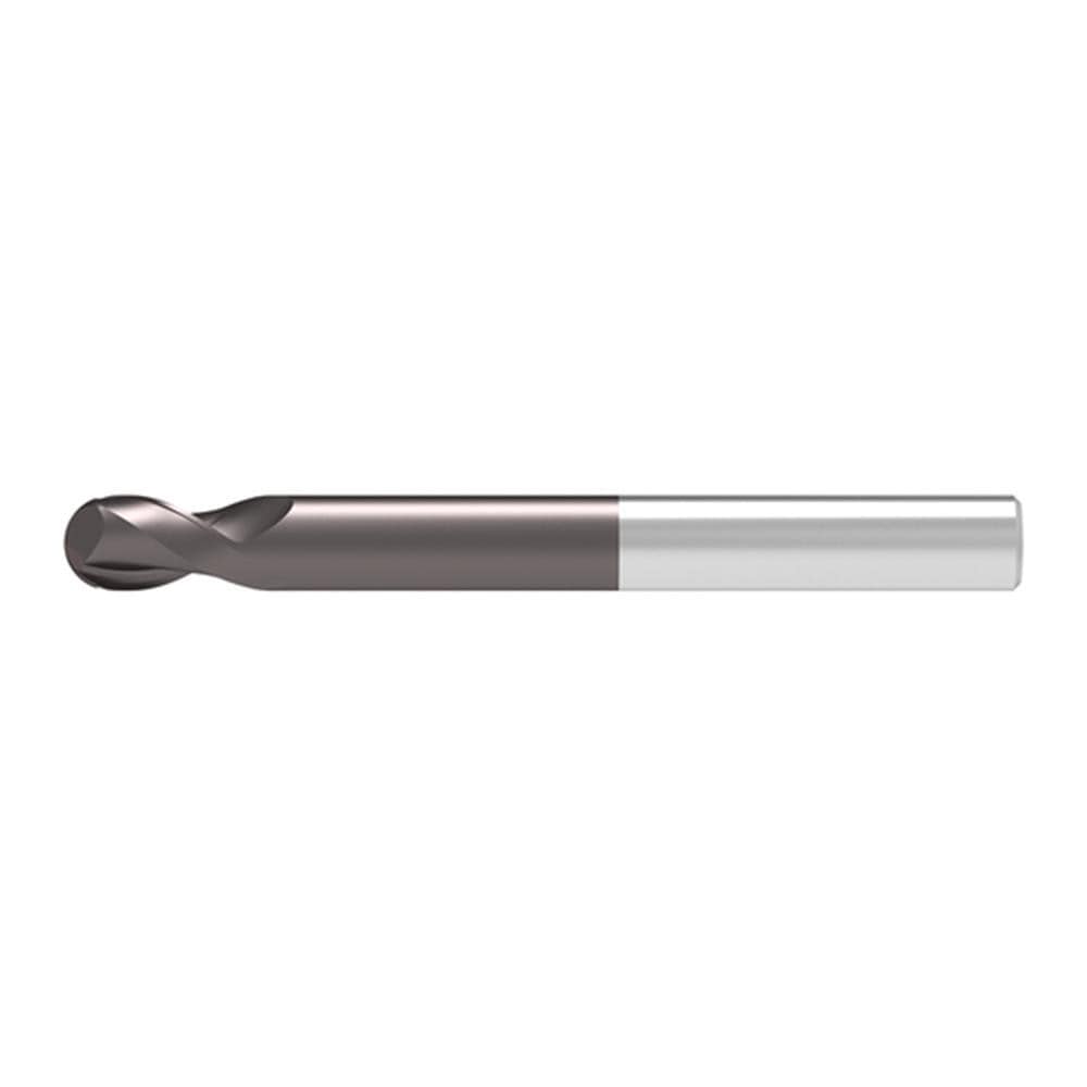 Ball End Mill: 2.50 mm Dia, 5.00 mm LOC, 2 Flute, Solid Carbide