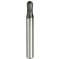 Ball End Mill: 2.00 mm Dia, 2.00 mm LOC, 2 Flute, Solid Carbide