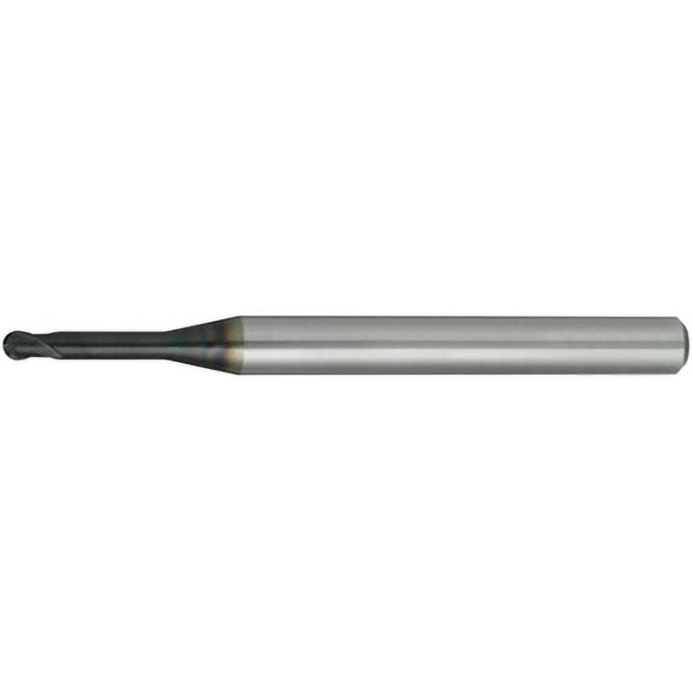 Ball End Mill: 0.60 mm Dia, 0.45 mm LOC, 2 Flute, Solid Carbide