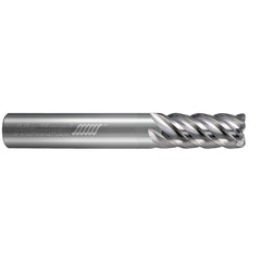 Corner Radius End Mill: 1/4" Dia, 3/8" LOC, 0.0100" Radius, 5 Flute, Solid Carbide