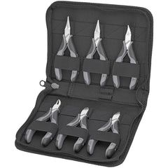 Plier Sets; Plier Type Included: Electronics Diagonal Cutters, Electronics Pliers (various tips), Electronics End Cutting Nippers, Electronics Angled Pliers; Container Type: None; Handle Material: Comfort Grip; Includes: Zipper Pouch, 77 02 115 ESD, 35 22