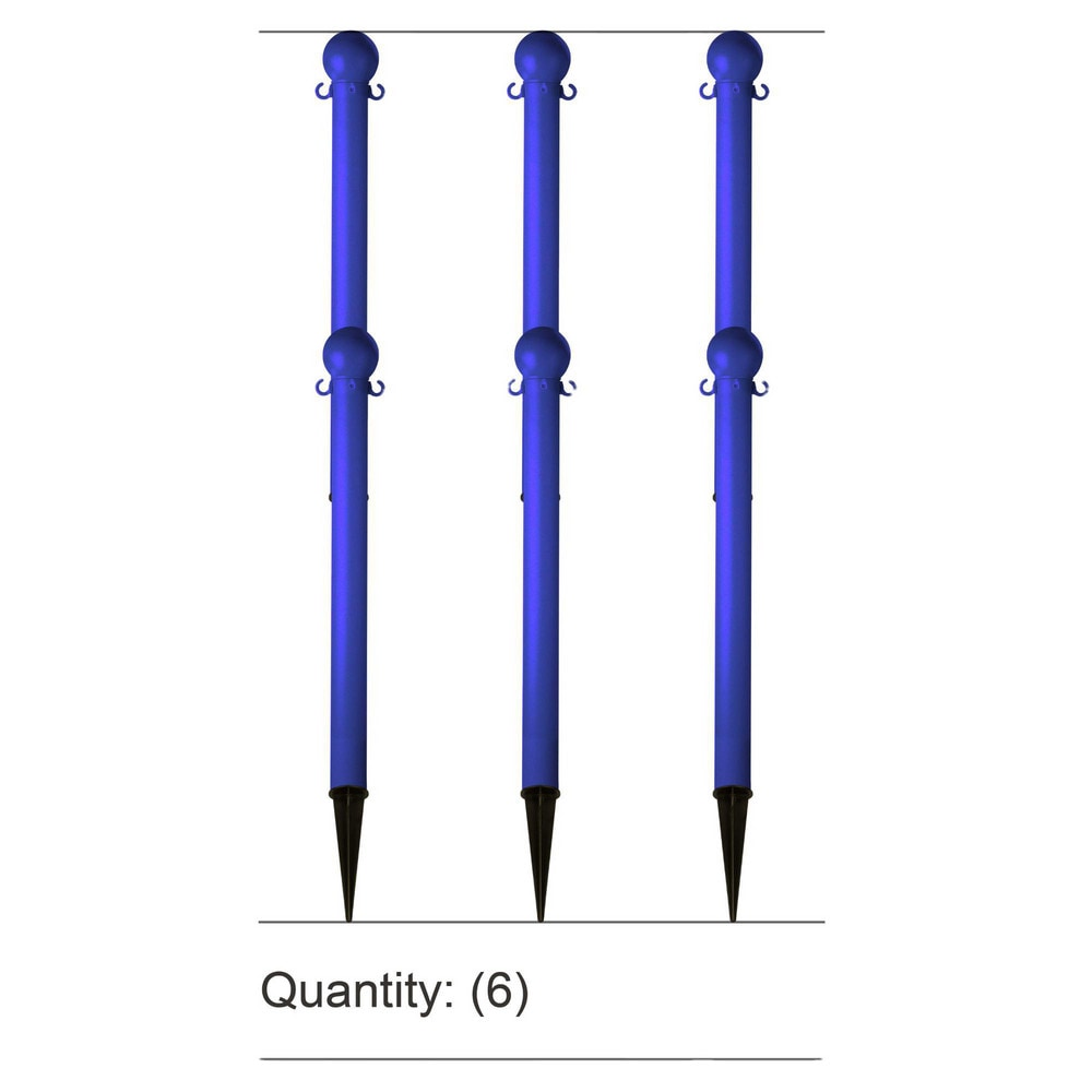 Pedestrian Barrier Kits; Chain Material: Polyethylene; Post Material: HDPE; Surface Pattern: Solid Color; Chain Color: Blue; Post Color: Blue; Inside Link Length: 1.42 in; Inside Link Width: 0.59