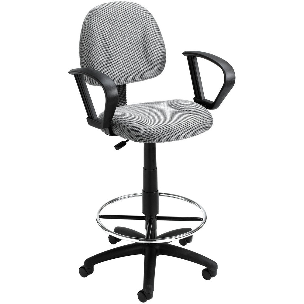 Adjustable Drafting Chair with Loop Arms and Removable Foot Rest: 25-1/2 to 30-1/2" Seat Height, 17 x 18-1/2" Seat