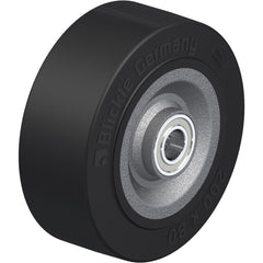 Rigid & Swivel Caster Wheel: Rubber, 8" Dia, 3-1/8" Wide