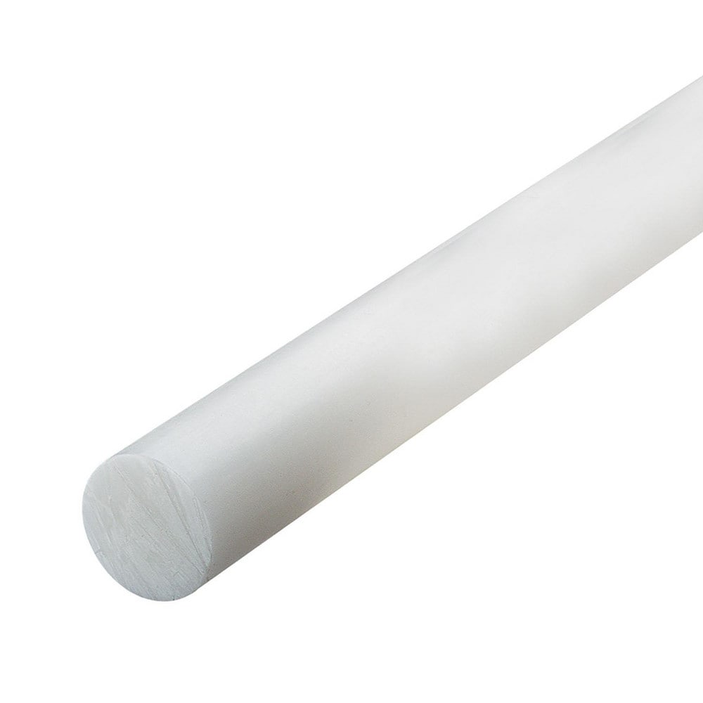 Plastic Rod: 24" Long, 0.5" Dia, Natural Color, Opaque, 5000 - 1000 psi Tensile Strength