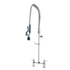 Kitchen & Bar Faucets; Type: Deck Mount Pre-Rinse; Style: Pre-Rinse; Mount: Deck; Design: Base Mounted; Handle Type: Lever; Spout Type: Standard; Mounting Centers: 8; Finish/Coating: Chrome Plated Brass; Type: Deck Mount Pre-Rinse; Special Item Informatio