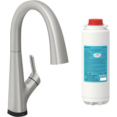 Lavatory Faucets; Inlet Location: Bottom; Inlet Pipe Size: 1/2 in; Spout Type: Pullout; Inlet Gender: Male; Maximum Flow Rate: 1.5 GPM; Handle Type: Lever; Material: Brass; Finish/Coating: Steel