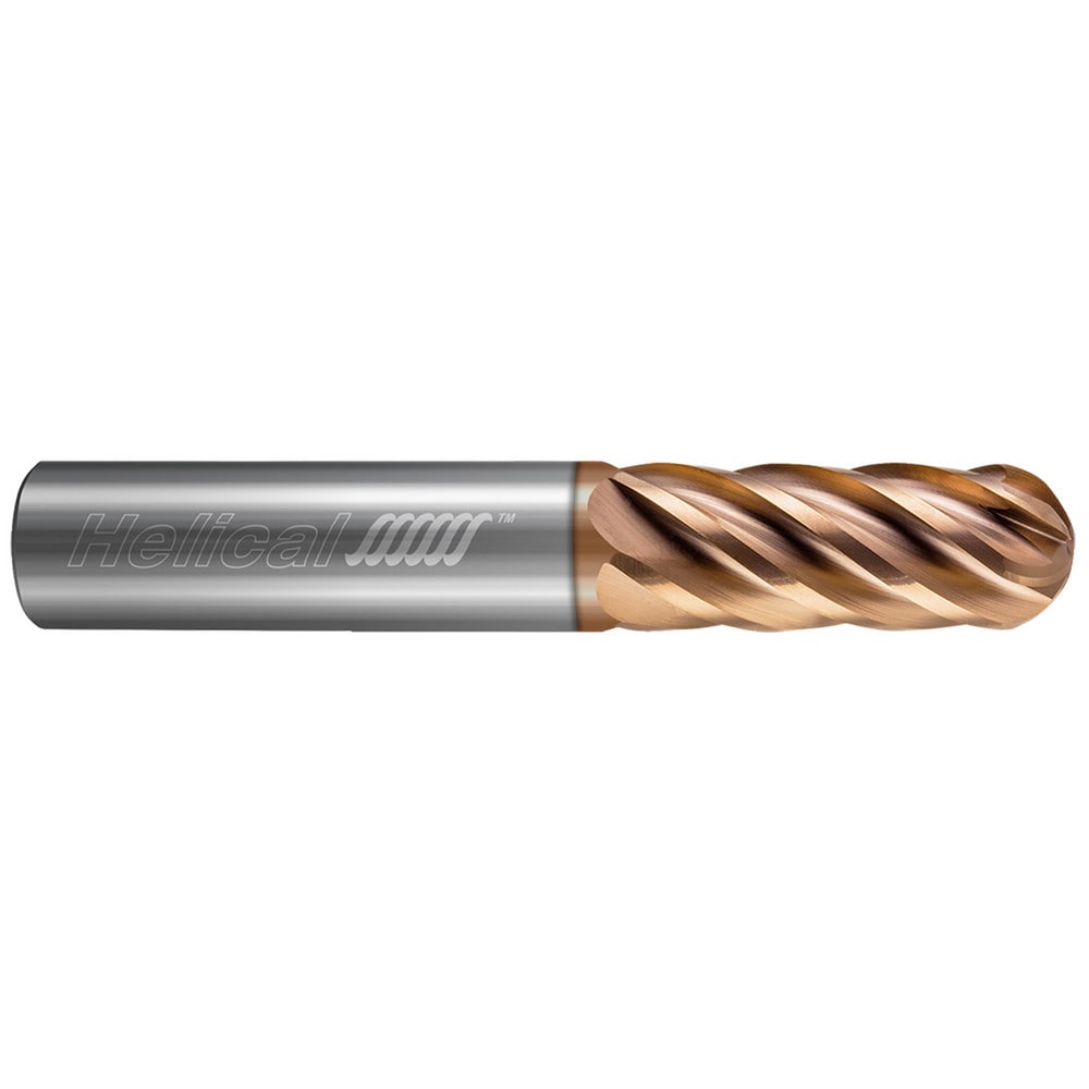 Ball End Mill: 1/8" Dia, 3/4" LOC, 6 Flute, Solid Carbide