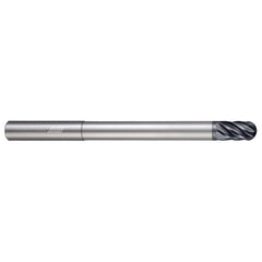 Ball End Mill: 3/8" Dia, 1/2" LOC, 6 Flute, Solid Carbide