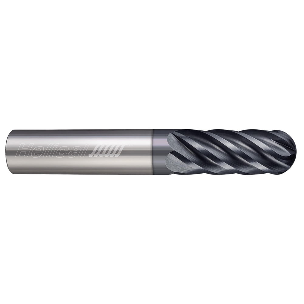 Ball End Mill: 1/8" Dia, 3/4" LOC, 6 Flute, Solid Carbide