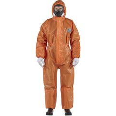 Disposable Coveralls: Size 4X-Large, 0.2569 oz, Multi-Layer Non-Woven Barrier Laminate Fabric, Double Zipper & Elastic Closure