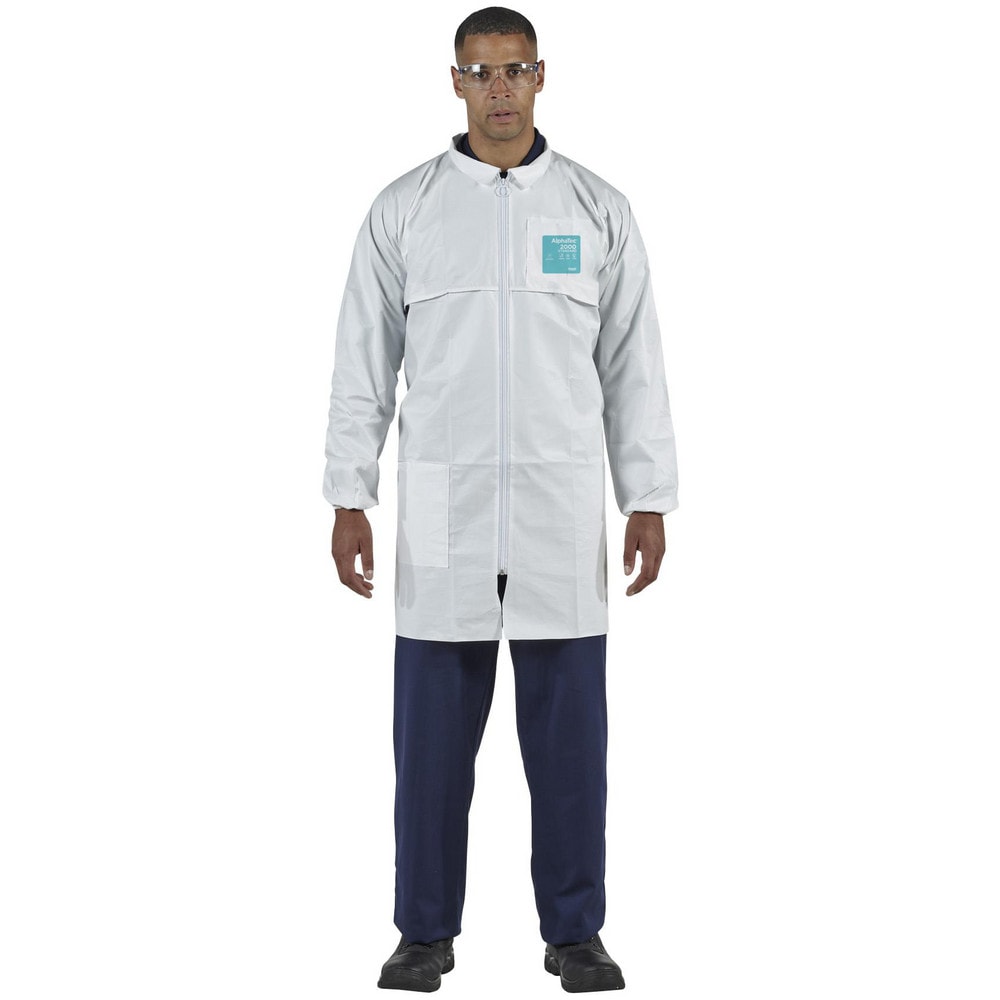 Coat: Liquid & Particulate Biological Hazards, 63 oz Material, Size 4X-Large, Microporous Polyethylene Laminate Non-Woven