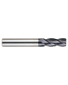 1/2″ × 1/2″ × 1″ × 4″ 4 Flute 0.0300″ C/R Carbide End Mill-Plain Shank - ALTiN