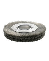 8″ Diameter × 7/8″ Width, Carbon Steel, 0.014″ Crimped Bristle, Wheel Brush