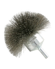 1″ Diameter × 1/4″ Shank Diameter × 1/2″ Trim Length, 0.008″ Crimped Bristle, Stainless Steel, Circular End Brush