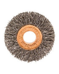 2″ Diameter × 3/8″ Width, Carbon Steel, 0.008″ Crimped Bristle, Wheel Brush