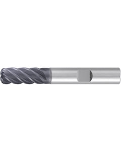 Corner Radius End Mill; 1/2″ Dia. × 1″ LOC × 1/2″ Shank Dia. × 3″ OAL ; 5 FL ; Carbide ; AlCr ; 0.12″ R