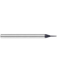 ‎1/64″ Dia. × 1/32″ LOC × 1/8″ Shank Size × 1-1/2″ OAL, 3 Flute, 15 Degrees Body Half Taper Angle, Carbide, AlTiN Nano, Square, Tapered End Mill