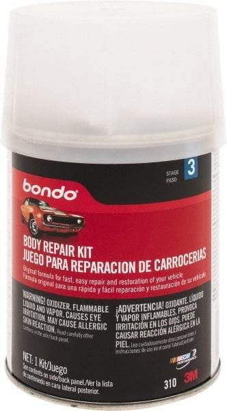 3M - 4 Piece Body Repair Kit - 16 oz Body Filler, .50 oz Cream Hardener, Metal Body Patch, Spreader - Top Tool & Supply