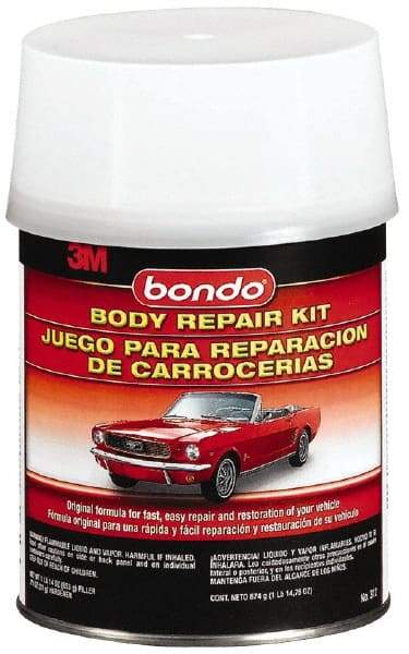 3M - 4 Piece Body Repair Kit - 32 oz Body Filler, .75 oz Cream Hardener, Metal Body Patch, Spreader - Top Tool & Supply