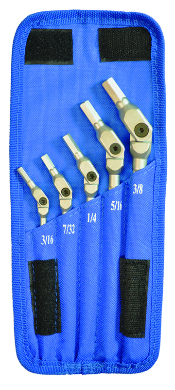 5 Piece - 3/16 - 3/8" - Chrome HexPro Pivot Head Hex Wrench Set - Top Tool & Supply