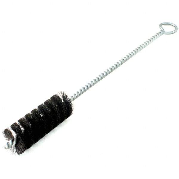 Brush Research Mfg. - 5/8" Diam Helical Natural Bristle Tube Brush - Single Spiral, 0.008" Filament Diam, 2-1/2" Brush Length, 10" OAL, 0.19" Diam Galvanized Steel Shank - Top Tool & Supply