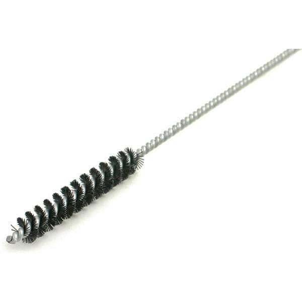 Brush Research Mfg. - 5/8" Diam Helical Nylon Tube Brush - Single Spiral, 0.017" Filament Diam, 3" Brush Length, 12" OAL, 0.19" Diam Galvanized Steel Shank - Top Tool & Supply