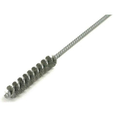 Brush Research Mfg. - 7/16" Diam Helical Steel Tube Brush - Single Spiral, 0.006" Filament Diam, 2-1/2" Brush Length, 12" OAL, 0.168" Diam Galvanized Steel Shank - Top Tool & Supply