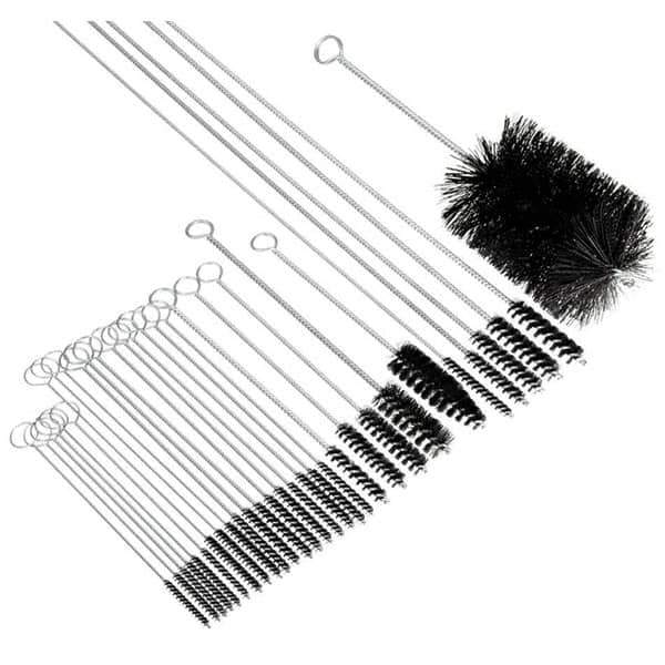 Brush Research Mfg. - 3/4" Diam Helical Nylon Tube Brush - Single Spiral, 0.028" Filament Diam, 3" Brush Length, 14" OAL, 0.245" Diam Galvanized Steel Shank - Top Tool & Supply