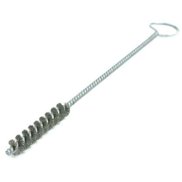 Brush Research Mfg. - 5/16" Diam Helical Steel Tube Brush - Single Spiral, 0.006" Filament Diam, 2" Brush Length, 8" OAL, 0.14" Diam Galvanized Steel Shank - Top Tool & Supply