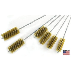 Brush Research Mfg. - 3" Diam Helical Brass Tube Brush - Single Spiral, 0.012" Filament Diam, 4" Brush Length, 18" OAL, 0.292" Diam Galvanized Steel Shank - Top Tool & Supply