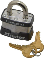 Master Lock - 3/4" Shackle Clearance, Keyed Alike Maximum Security Padlock - 9/32" Shackle Diam, Laminated Steel - Top Tool & Supply