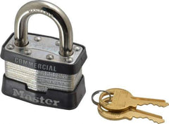 Master Lock - 15/16" Shackle Clearance, Keyed Alike Maximum Security Padlock - 5/16" Shackle Diam, Laminated Steel - Top Tool & Supply