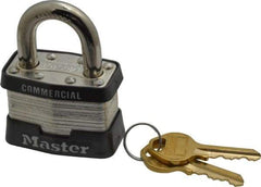 Master Lock - 15/16" Shackle Clearance, Keyed Alike Maximum Security Padlock - 5/16" Shackle Diam, Laminated Steel - Top Tool & Supply