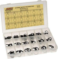 Made in USA - 310 Piece, M6 to M25, Steel, Snap External Retaining Ring Assortment - Includes Compartmented Case, Specification Labels - Top Tool & Supply